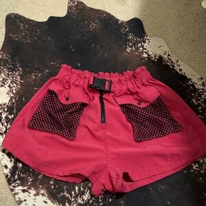 FP Movement by Free People Pink Cargo Shorts with Black Details